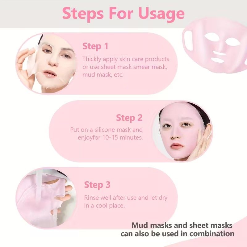 Set of 3 Silicone Moisturizing Items ---Reusable 3D Face Masks, Nail Care Gloves & Hydrating Socks Skincare Accessories, Prevents Evaporation, Non-Slip And Secure Mask Strap, Beauty Tools for Dry Skin