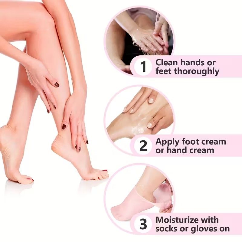 Set of 3 Silicone Moisturizing Items ---Reusable 3D Face Masks, Nail Care Gloves & Hydrating Socks Skincare Accessories, Prevents Evaporation, Non-Slip And Secure Mask Strap, Beauty Tools for Dry Skin