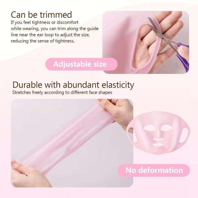 Set of 3 Silicone Moisturizing Items ---Reusable 3D Face Masks, Nail Care Gloves & Hydrating Socks Skincare Accessories, Prevents Evaporation, Non-Slip And Secure Mask Strap, Beauty Tools for Dry Skin