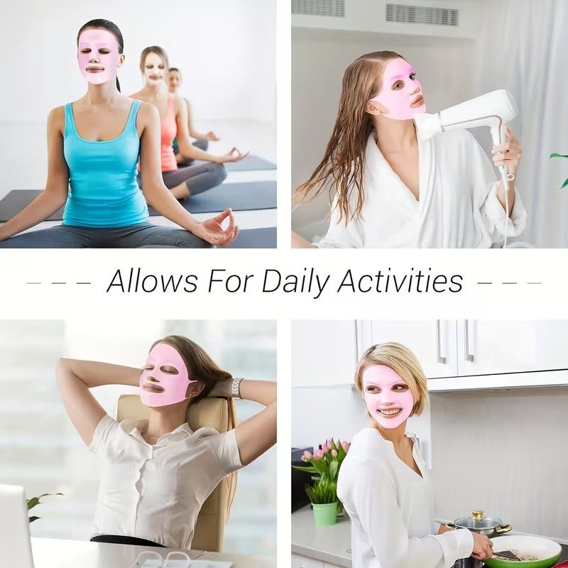 Set of 3 Silicone Moisturizing Items ---Reusable 3D Face Masks, Nail Care Gloves & Hydrating Socks Skincare Accessories, Prevents Evaporation, Non-Slip And Secure Mask Strap, Beauty Tools for Dry Skin