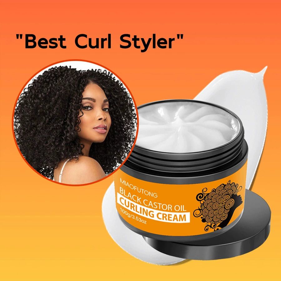Black Castor Oil Curling Cream,--Enhances Curly Texture, Moisturizing Elasticity, Contains Castor and Rosemary Extracts,Daily Curl Care, Natural Look, Paste Form, for Curly Hair