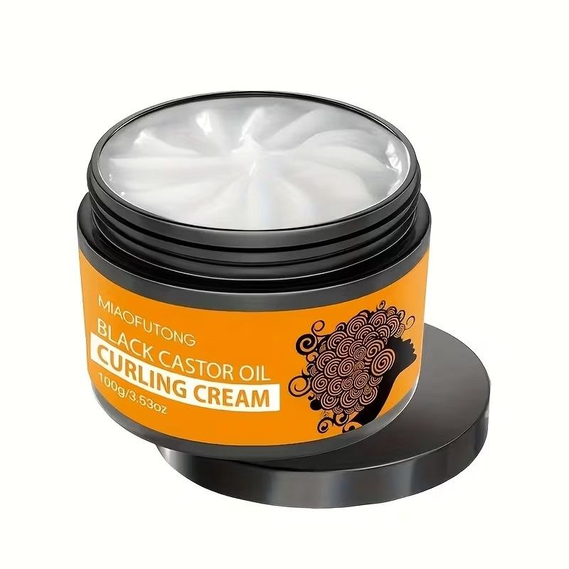 Black Castor Oil Curling Cream,--Enhances Curly Texture, Moisturizing Elasticity, Contains Castor and Rosemary Extracts,Daily Curl Care, Natural Look, Paste Form, for Curly Hair