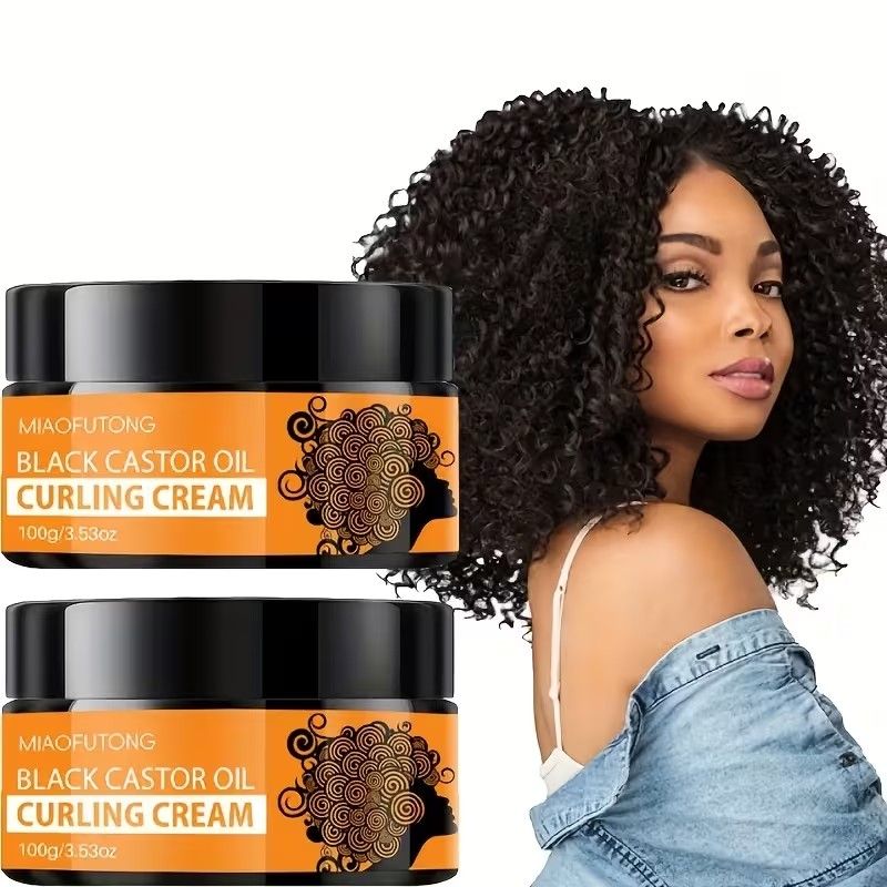 Black Castor Oil Curling Cream,--Enhances Curly Texture, Moisturizing Elasticity, Contains Castor and Rosemary Extracts,Daily Curl Care, Natural Look, Paste Form, for Curly Hair