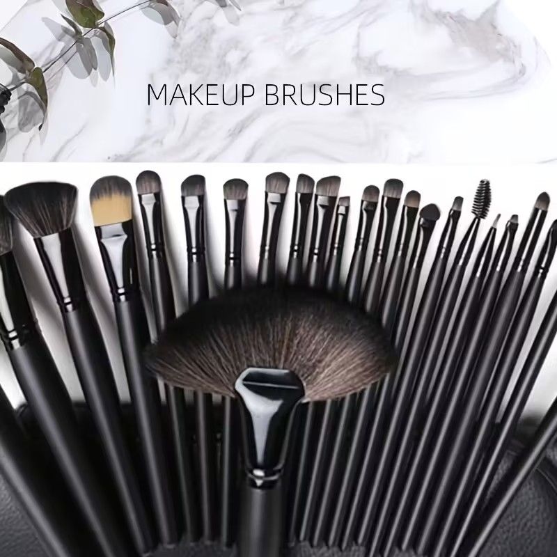 24pcs Set of Professional Makeup Brushes for Women, Including a PU Bag, Lip Brush, Eye Shadow Brush, And Other Makeup Tools.