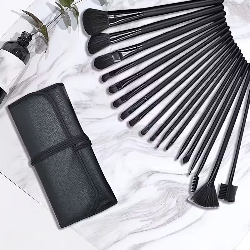 24pcs Set of Professional Makeup Brushes for Women, Including a PU Bag, Lip Brush, Eye Shadow Brush, And Other Makeup Tools.