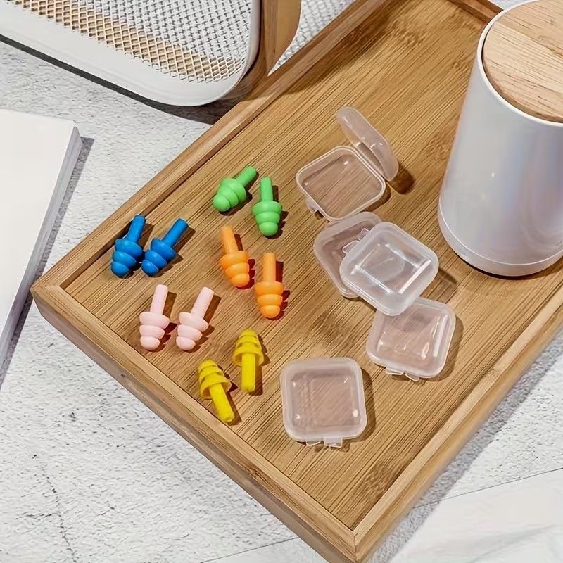 5 Pairs Reusable Christmas Tree Ear Plugs - Anti-Snoring, Swimming, Learning & Sleeping, White TPE Material, Comfortable Fit for All-Day Use, Snoring Device, Holidaythemed Design, Durable Earplugs