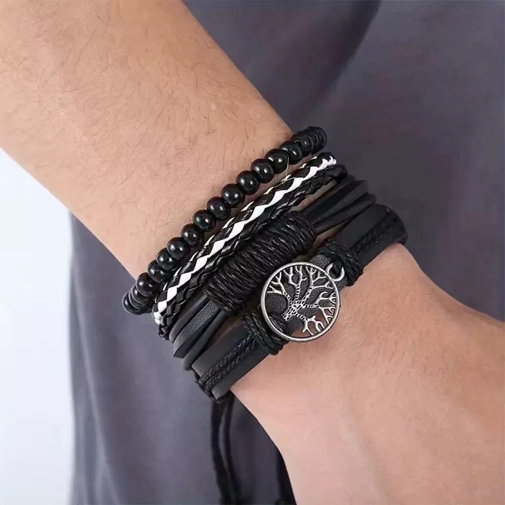 5PCS Set Fashion Mens Sports Watches Man Business Quartz Wristwatch Luxury Leather Bracelet Men Casual Clock Watch
