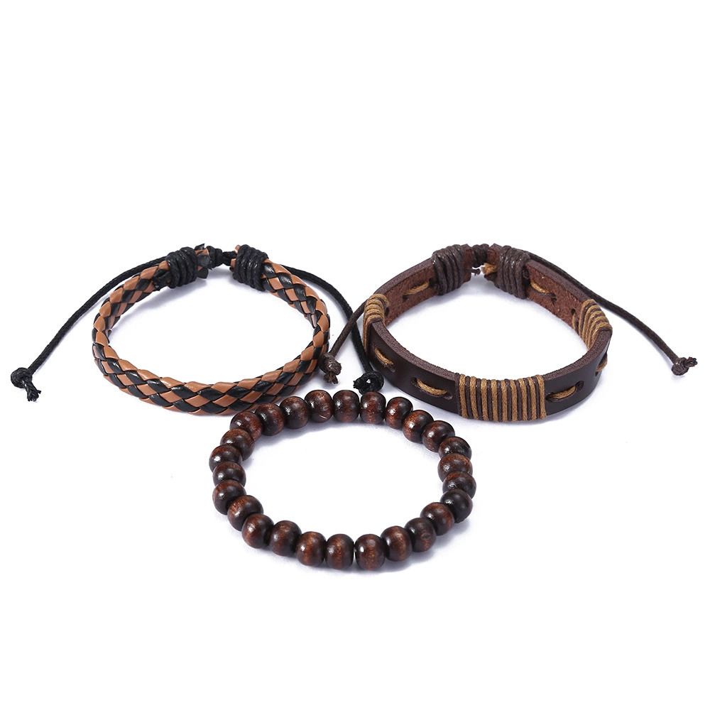 4Pcs Set Men Watch Luxury Bracelet Set Fashion Business Brown Leather Quartz Wrist Watches for Men Gift Set Relogio Masculino