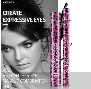 Liquid Eyeliner Pencil 4D Waterproof Mascara Set Cosmetics Eye Liner Thick Curling Mascara Eyebrow Pencil Eyes Makeup
