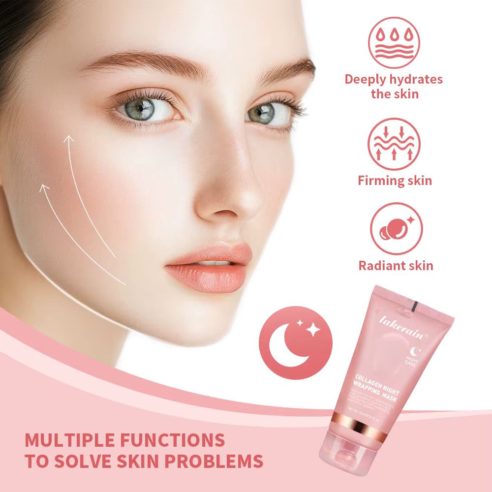 Collagen Overnight Wrapping Peel Off Facial Mask Set Korean Collagen Night Wrapping Mask Deeply Hydrates Night Care Mask Cream