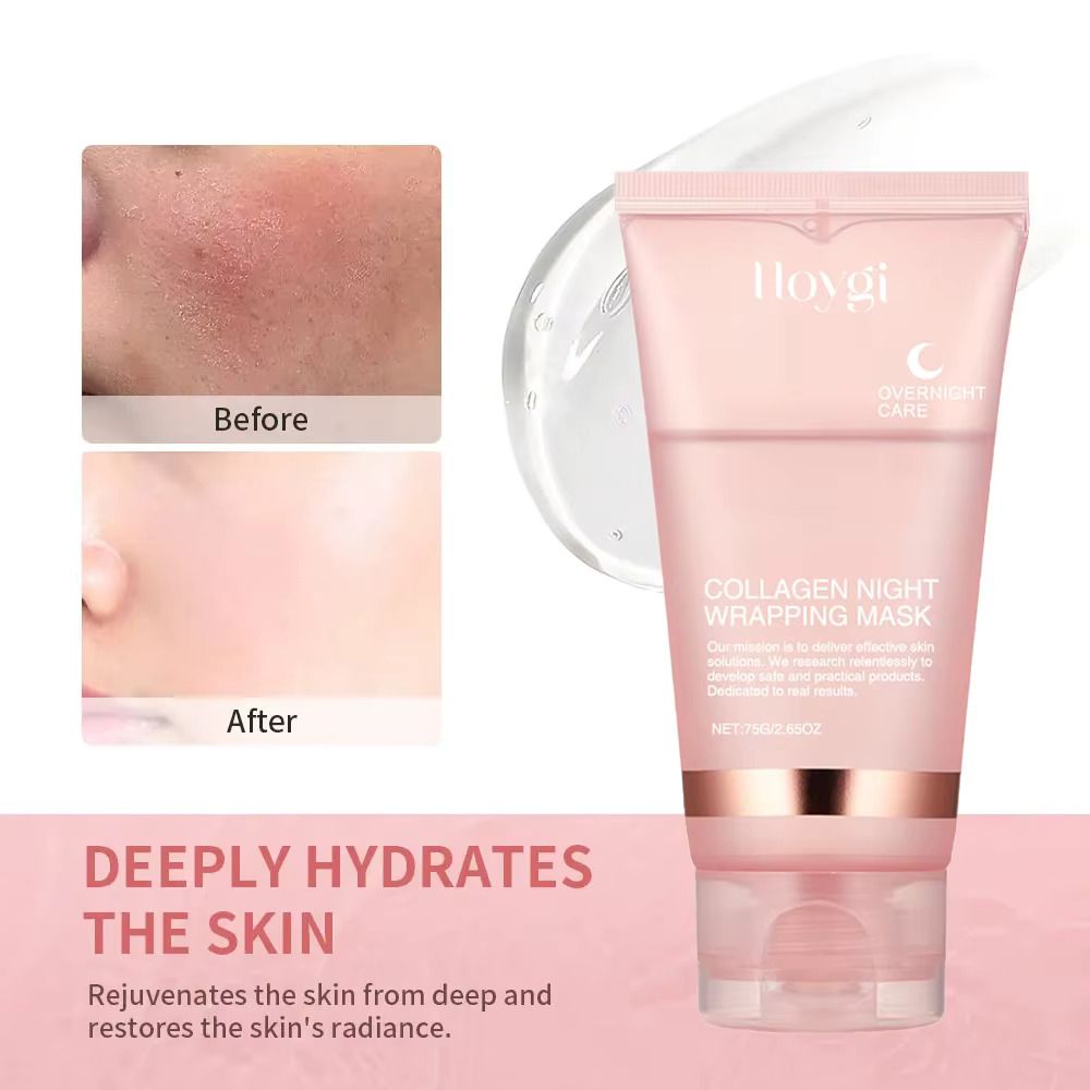Collagen Overnight Wrapping Peel Off Facial Mask Set Korean Collagen Night Wrapping Mask Deeply Hydrates Night Care Mask Cream