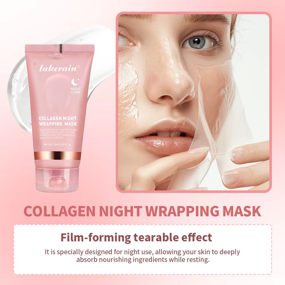 Collagen Overnight Wrapping Peel Off Facial Mask Set Korean Collagen Night Wrapping Mask Deeply Hydrates Night Care Mask Cream