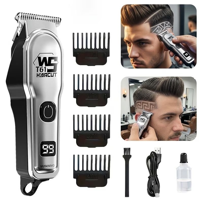 Electric Hair Clipper for Home Use, Electric Hair Trimmer, Carving Clipper, Bald Head Tool, Electric Shaver for Adults, Includes Four Combs, USB Rechargeable, The Perfect Haircut Tool
