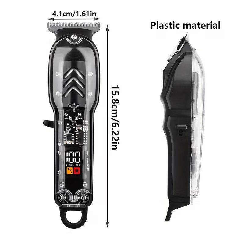 Men's Hair Clipper, Professional Transparent Hair Cutting Kit, Vintage Pompadour Electric Hair Clipper, Electric Grooming Tool, Suitable for Personal or Salon Stylist Use, Gift for Men