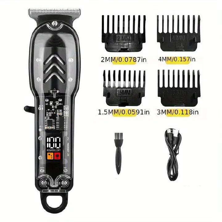 Men's Hair Clipper, Professional Transparent Hair Cutting Kit, Vintage Pompadour Electric Hair Clipper, Electric Grooming Tool, Suitable for Personal or Salon Stylist Use, Gift for Men