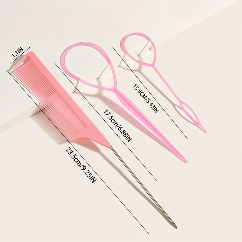 8pcs Hair Styling Tools, Including 2 Pairs of French Braid Rings, 2 Rat Tail Combs, 1 Tearing Comb Brush, And 1 Edge Control Brush for Hair Arrangement.