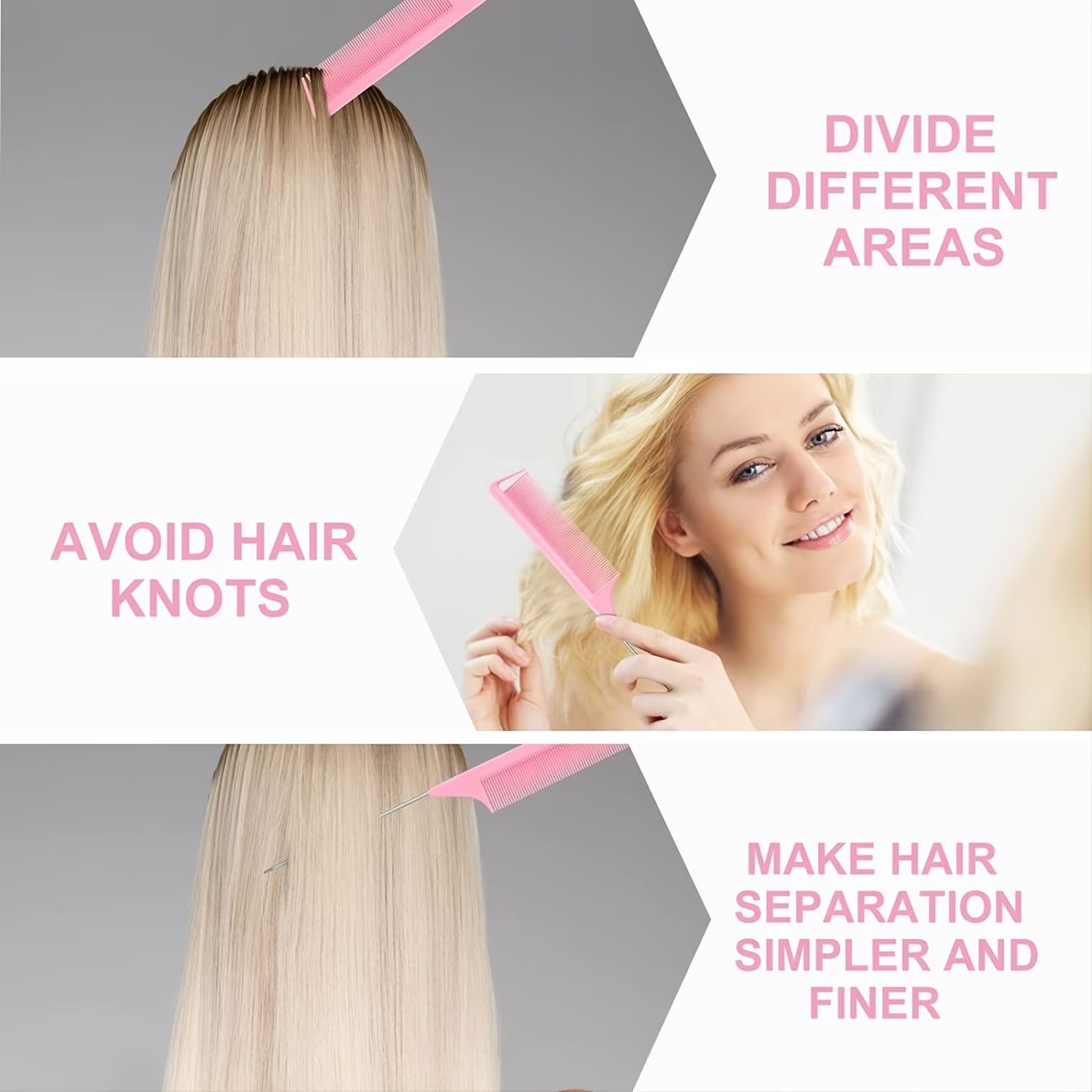 8pcs Hair Styling Tools, Including 2 Pairs of French Braid Rings, 2 Rat Tail Combs, 1 Tearing Comb Brush, And 1 Edge Control Brush for Hair Arrangement.