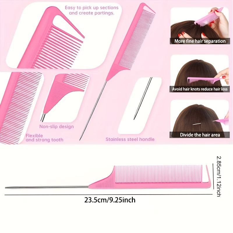 8pcs Hair Styling Tools, Including 2 Pairs of French Braid Rings, 2 Rat Tail Combs, 1 Tearing Comb Brush, And 1 Edge Control Brush for Hair Arrangement.