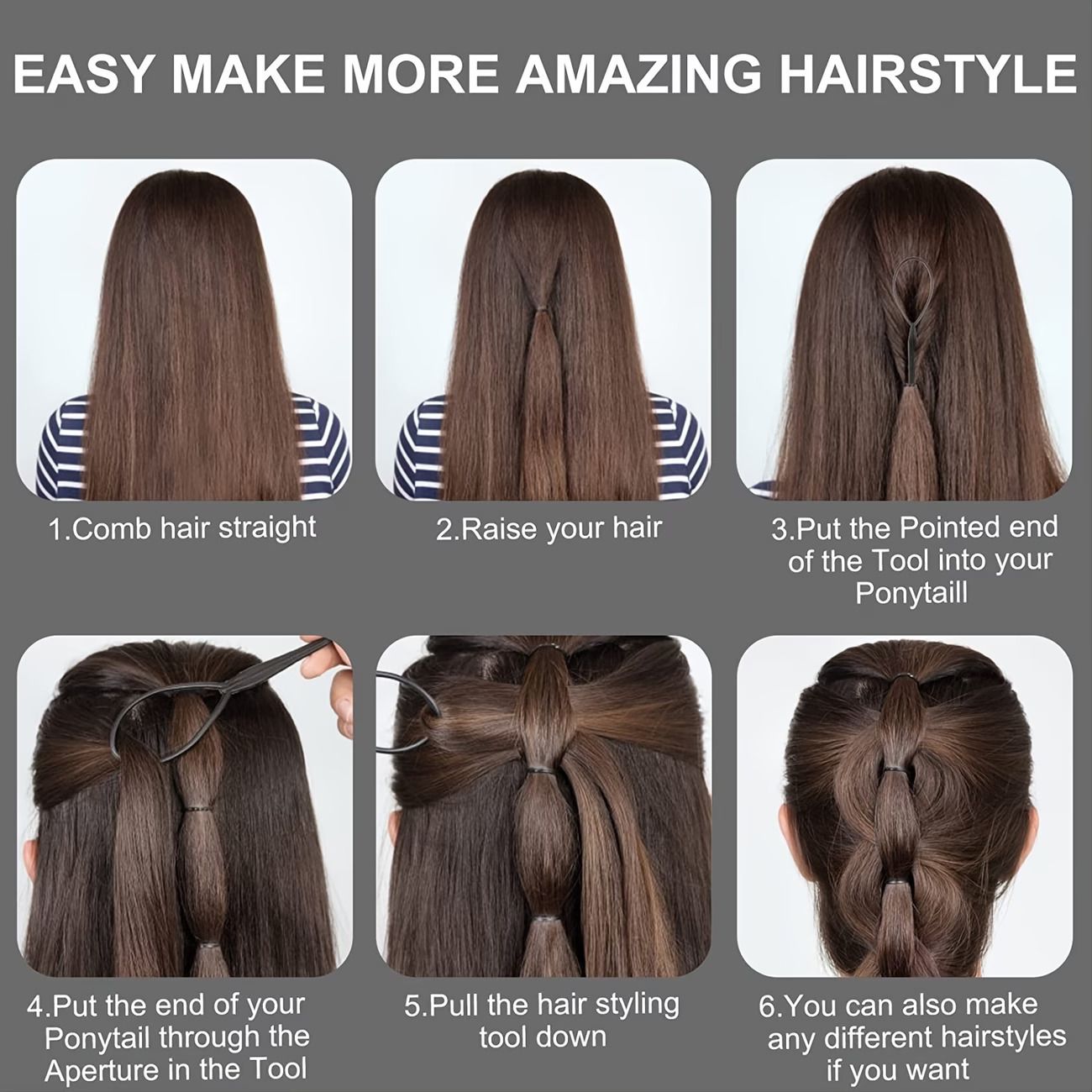 8pcs Hair Styling Tools, Including 2 Pairs of French Braid Rings, 2 Rat Tail Combs, 1 Tearing Comb Brush, And 1 Edge Control Brush for Hair Arrangement.