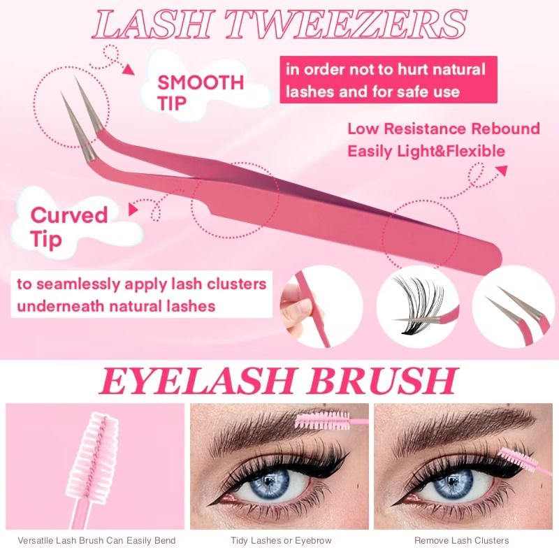 640pcs Eyelash Extension Kit, Containing Individual Lash Clusters with Mixed Lengths of 9-16 Mm, Available in 30D, 40D, And 50D Curl Types. This Eyelash Kit Includes, Sealant, And a Brush.