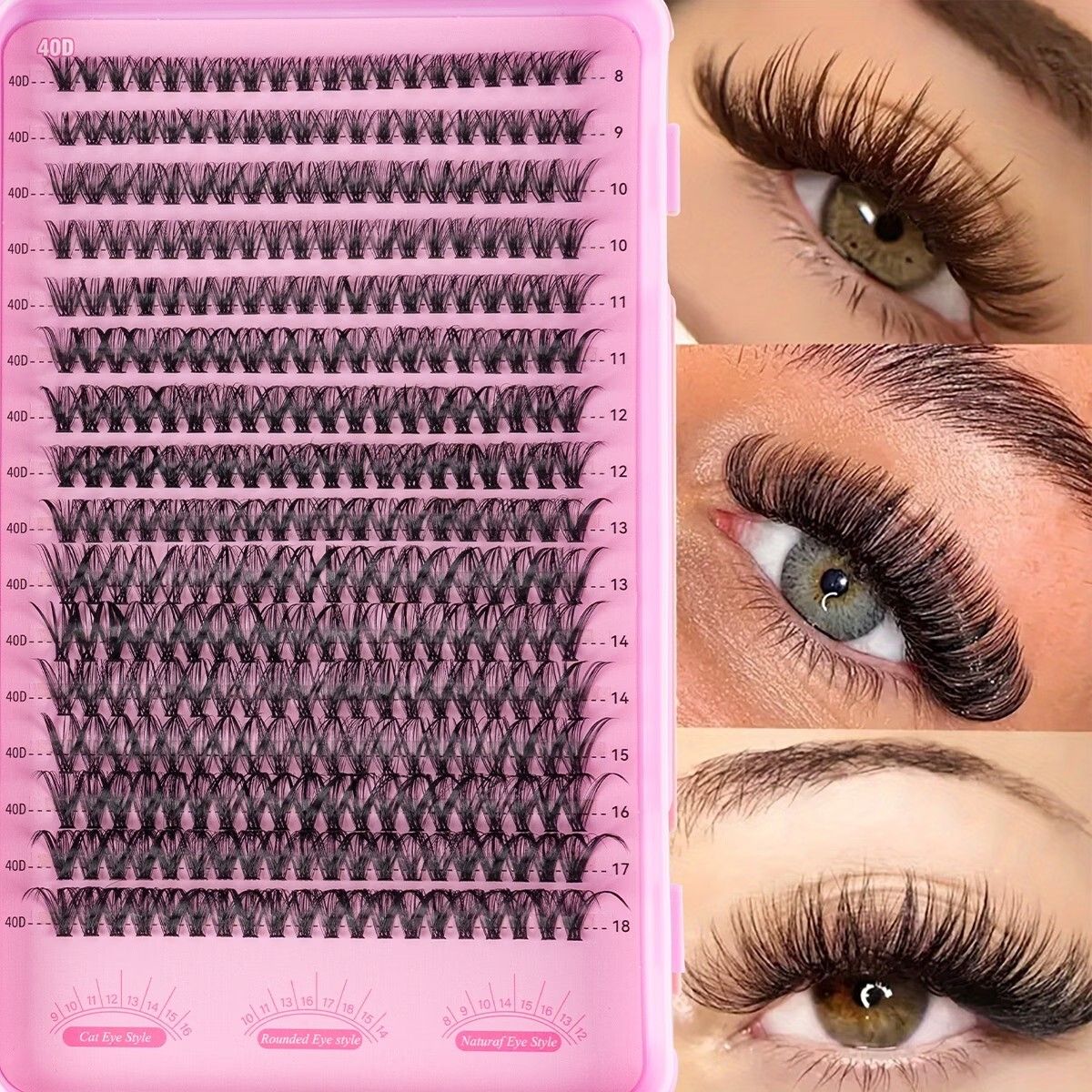 640pcs Eyelash Extension Kit, Containing Individual Lash Clusters with Mixed Lengths of 9-16 Mm, Available in 30D, 40D, And 50D Curl Types. This Eyelash Kit Includes, Sealant, And a Brush.