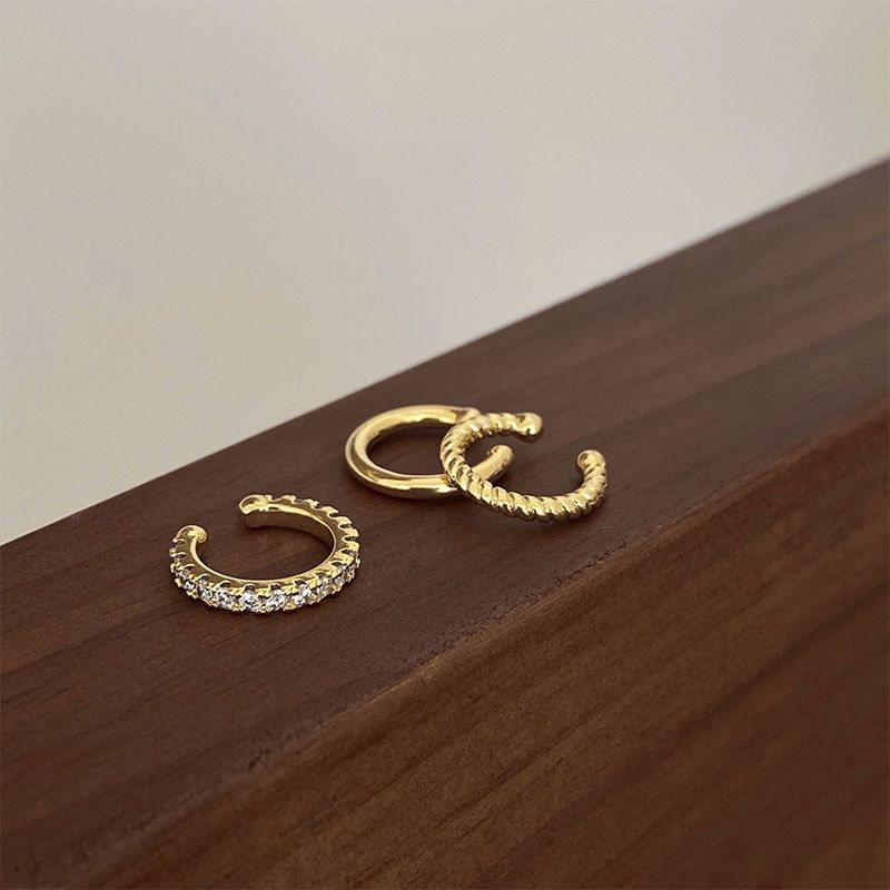 3 Pieces/Set Ear Clip Without Ear Holes, Ear Bone Clip with diamond inlay, C-shaped personality, fashionable temperament, compact ear clip