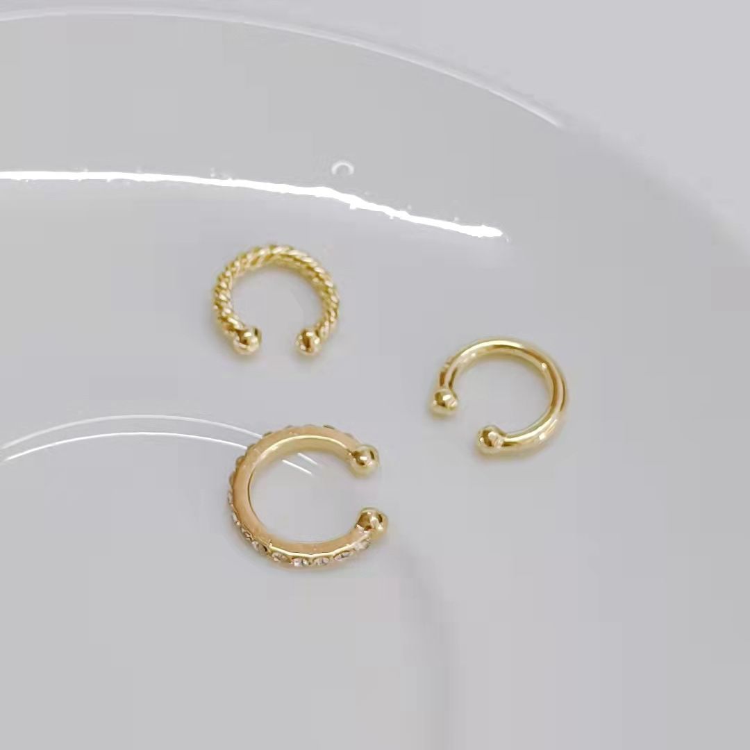 3 Pieces/Set Ear Clip Without Ear Holes, Ear Bone Clip with diamond inlay, C-shaped personality, fashionable temperament, compact ear clip