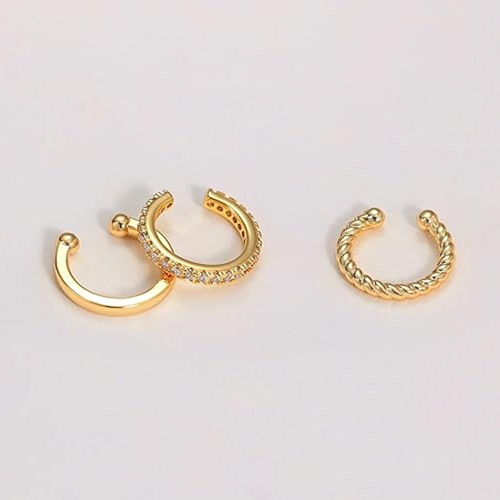 3 Pieces/Set Ear Clip Without Ear Holes, Ear Bone Clip with diamond inlay, C-shaped personality, fashionable temperament, compact ear clip