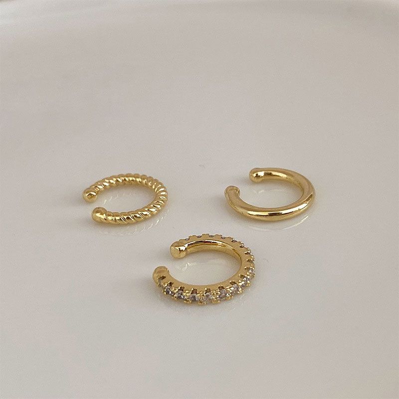 3 Pieces/Set Ear Clip Without Ear Holes, Ear Bone Clip with diamond inlay, C-shaped personality, fashionable temperament, compact ear clip