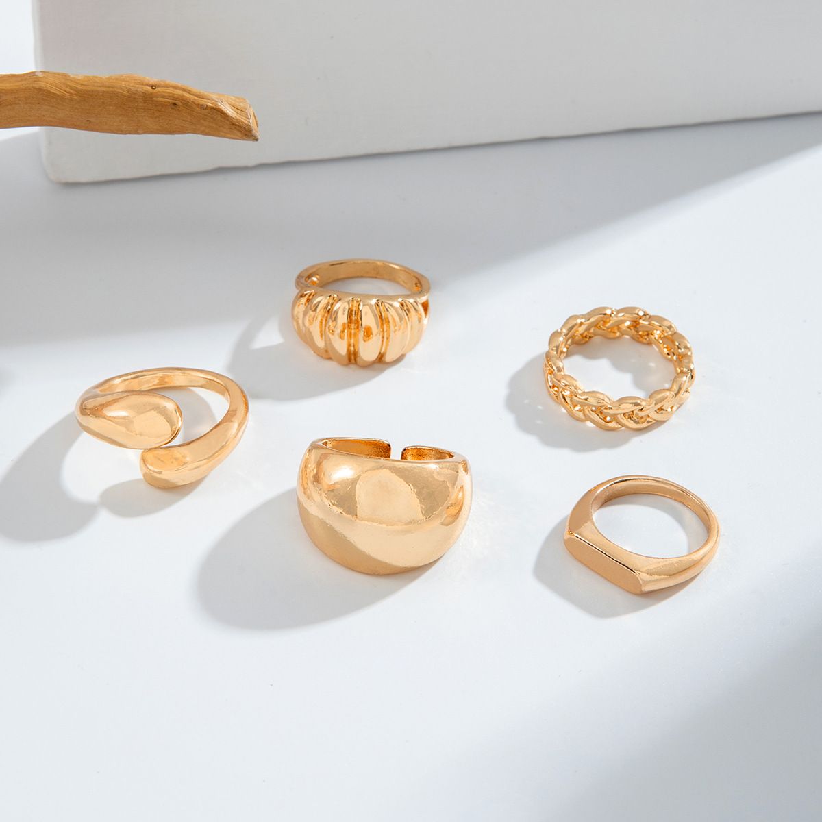 5 Pieces Rings versatile and fashionable wave element ring design, niche cross winding smooth surface