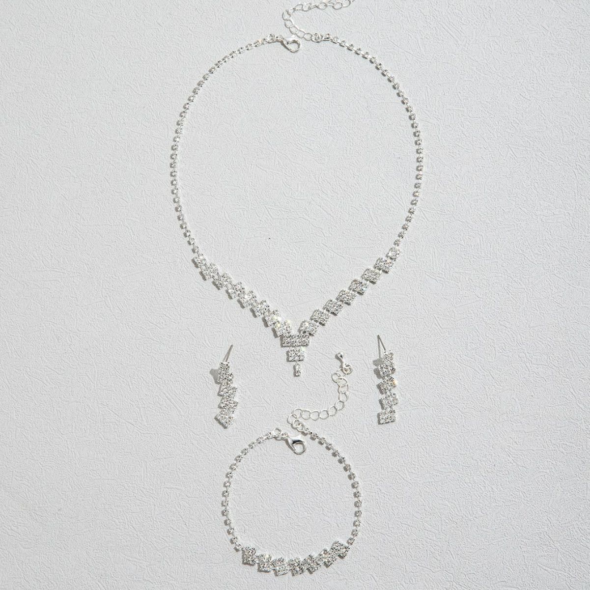 4 Pieces/Set Bridal Necklace & Earrings &Bracelet Jewelry Set Gorgeous bridal wedding accessories Female fashion jewelry set gift