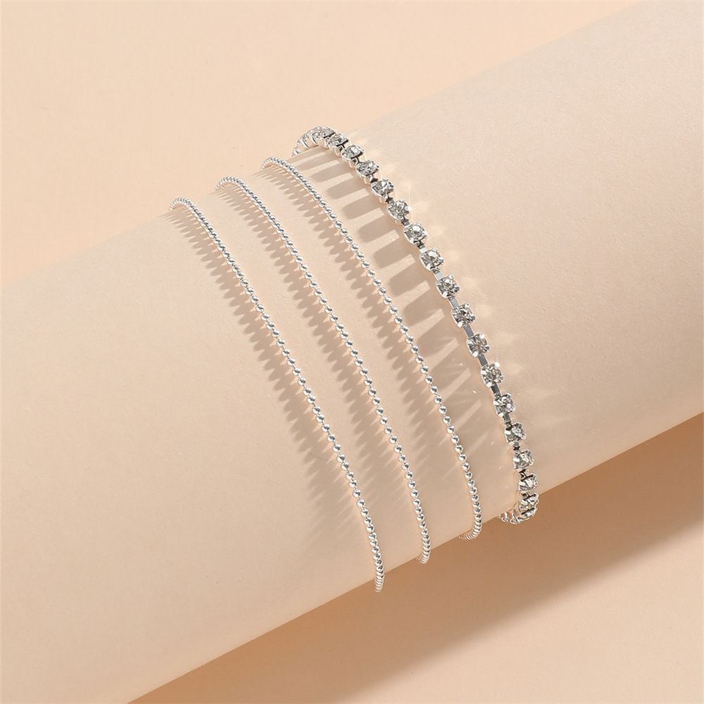 4-Layers Anklets Rhinestone Beach Foot Chain