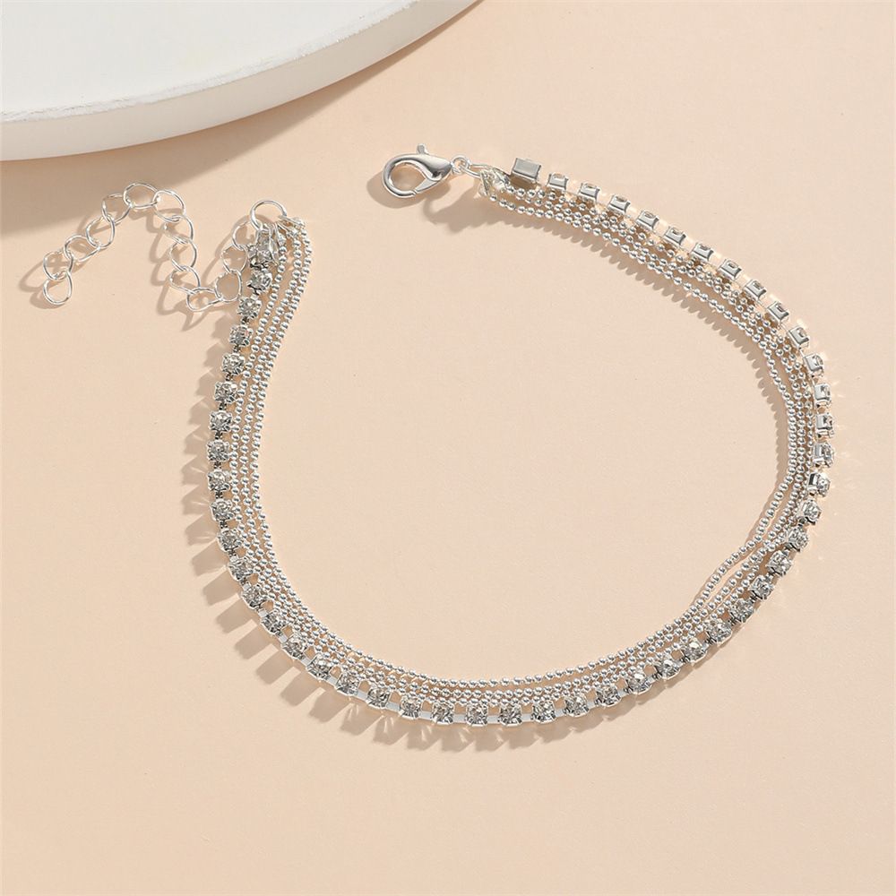 4-Layers Anklets Rhinestone Beach Foot Chain