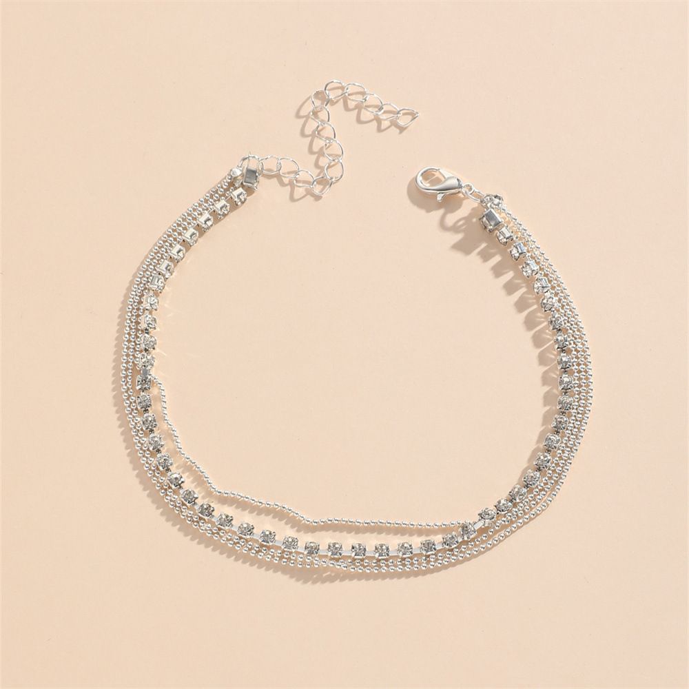 4-Layers Anklets Rhinestone Beach Foot Chain