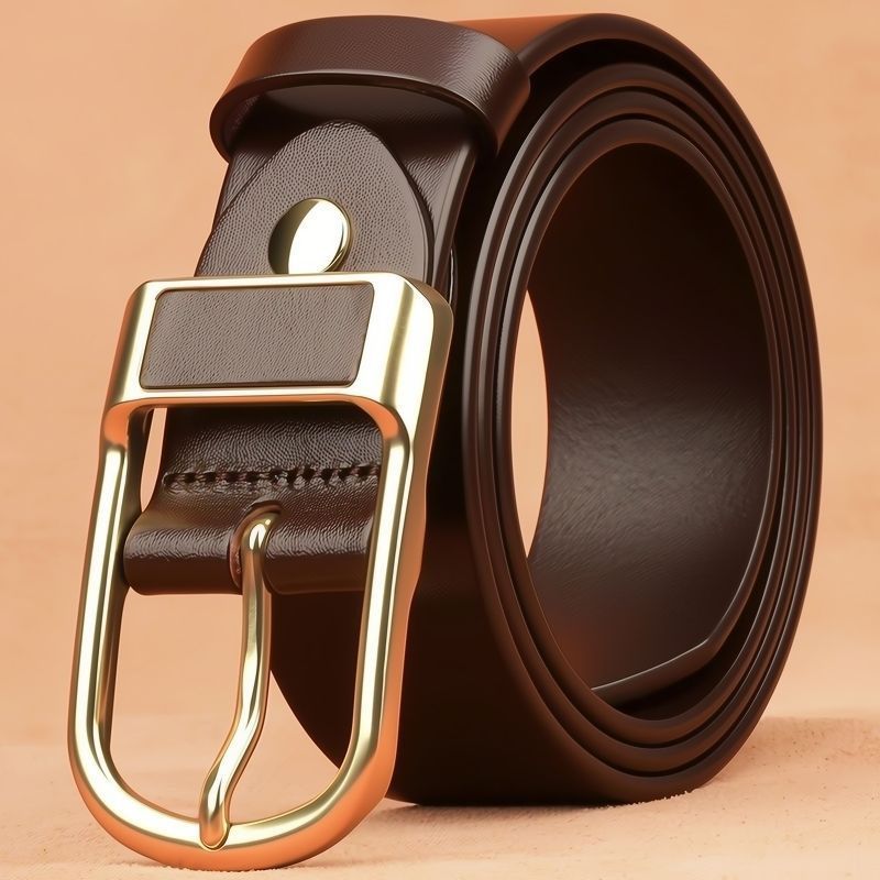 Trendy men's belt, men's needle buckle, business casual versatile belt, fashionable middle-aged and young jeans belt Brown