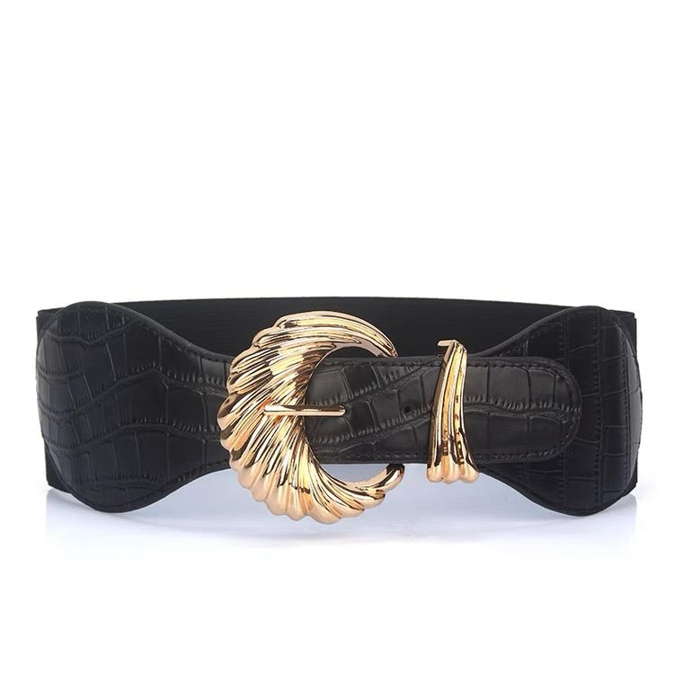European and American retro black wide waistband women's decoration with skirts, coats, waist belts, elastic elastic waistbands, waist seals