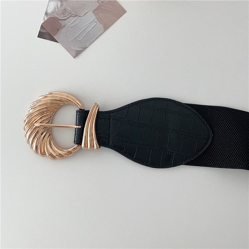 European and American retro black wide waistband women's decoration with skirts, coats, waist belts, elastic elastic waistbands, waist seals