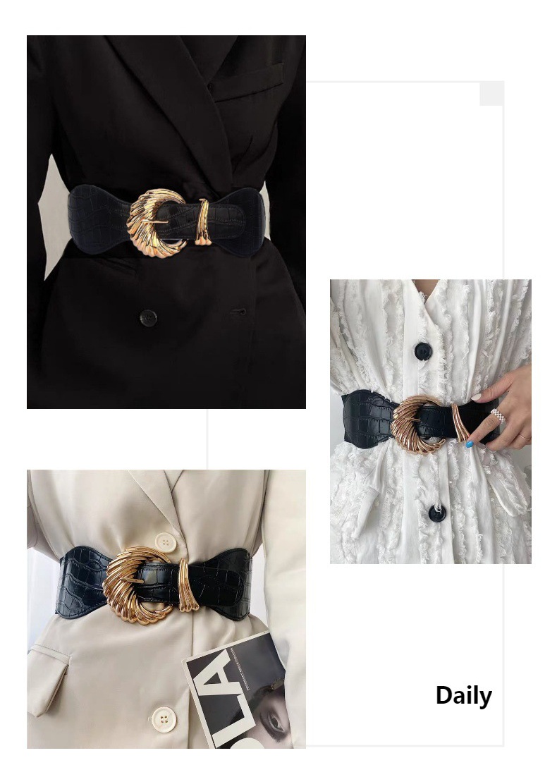 European and American retro black wide waistband women's decoration with skirts, coats, waist belts, elastic elastic waistbands, waist seals