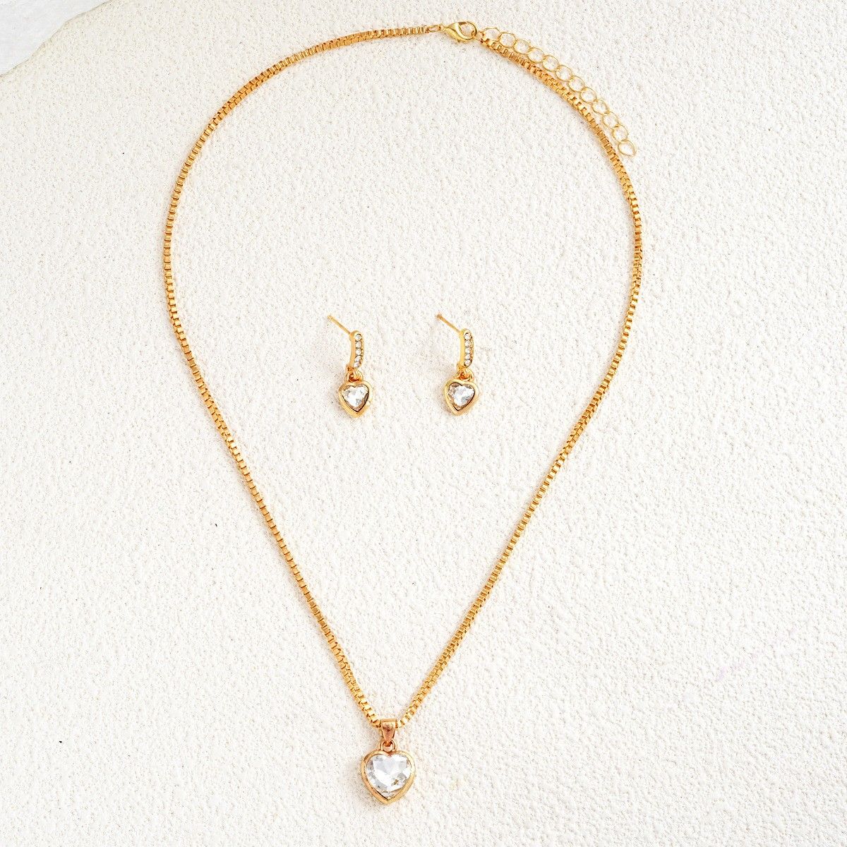 3 Pieces / Set Golden Zircon Earring Necklace Set High-End luxury Jewellery Set