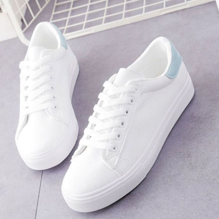 Women's PU artificial leather shoes ladies shoes running shoes girls board shoes athletic shoes flat fashion casual sports shoes white shoes running shoes