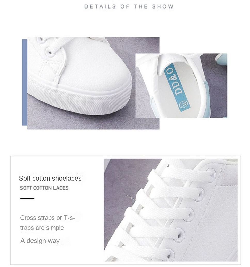Women's PU artificial leather shoes ladies shoes running shoes girls board shoes athletic shoes flat fashion casual sports shoes white shoes running shoes