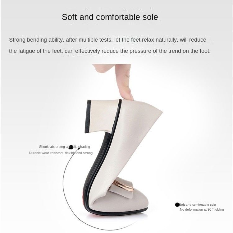Women's PU artificial leather thick heels shoes girls shallow mouth pointed single heels light fashion high heels Mom work shoes