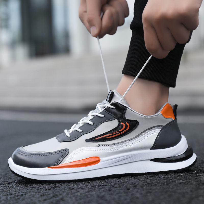 Size 41-45 Men's PU artificial leather fashion sneakers outdoor sports shoes students running shoes Boys walking shoes athletic driving shoes