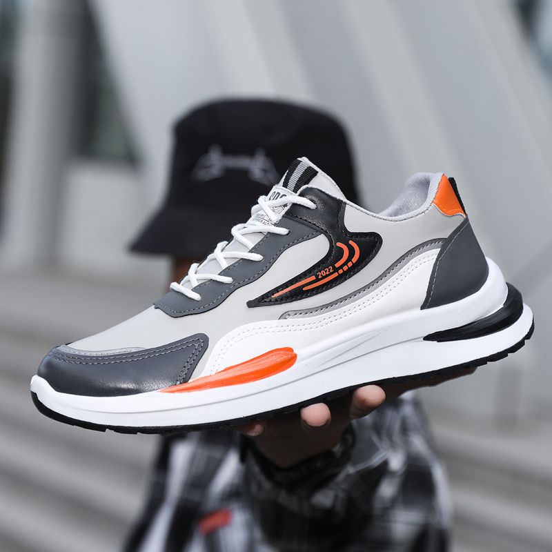 Size 41-45 Men's PU artificial leather fashion sneakers outdoor sports shoes students running shoes Boys walking shoes athletic driving shoes