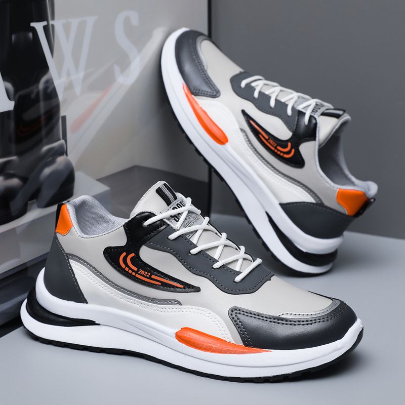 Size 41-45 Men's PU artificial leather fashion sneakers outdoor sports shoes students running shoes Boys walking shoes athletic driving shoes