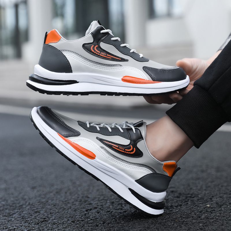 Size 41-45 Men's PU artificial leather fashion sneakers outdoor sports shoes students running shoes Boys walking shoes athletic driving shoes