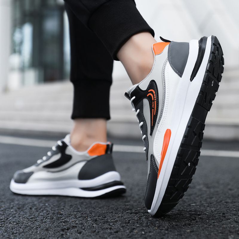 Size 41-45 Men's PU artificial leather fashion sneakers outdoor sports shoes students running shoes Boys walking shoes athletic driving shoes