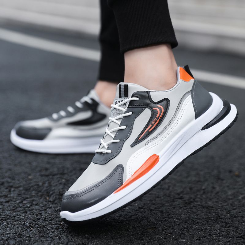 Size 41-45 Men's PU artificial leather fashion sneakers outdoor sports shoes students running shoes Boys walking shoes athletic driving shoes