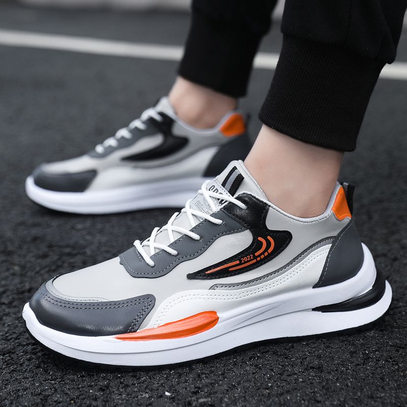 Size 41-45 Men's PU artificial leather fashion sneakers outdoor sports shoes students running shoes Boys walking shoes athletic driving shoes