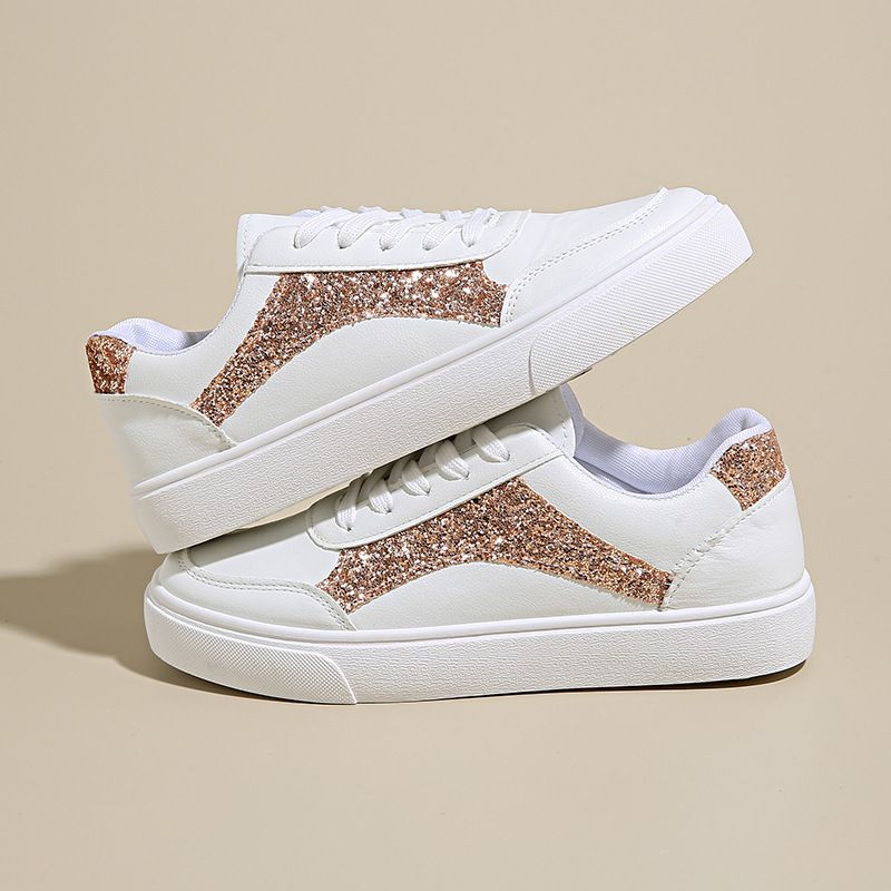 Size 38-41 Women's PU artificial leather white shoes ladies fashion sports athletic students running sneakers girls flat casual lace-up board shoes